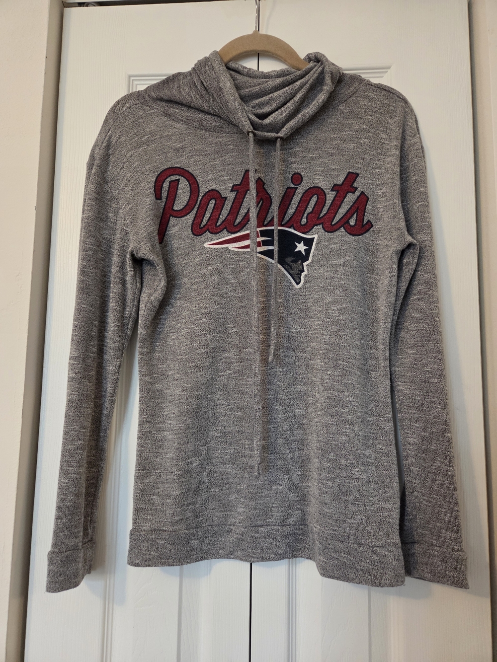 NFL Gray New England Patriots Pullover Cowl Neck Hoodie